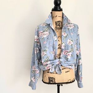 Floral Denim Button Down Shirt